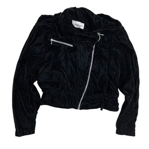 YOUNG EDWARDIAN Vintage Velvet Asymmetrical Zipper Jacket